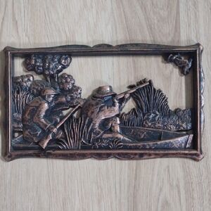 Hunting Scene Wall Placque Vintage Coppercraft Guild 3D 6.75 Tall